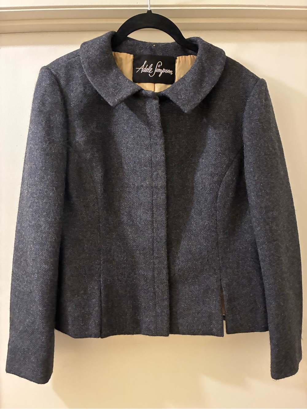 Vintage 1960s Adele Simpson Gray Wool-Collared Jacket (Union ILGWU) Size S/M